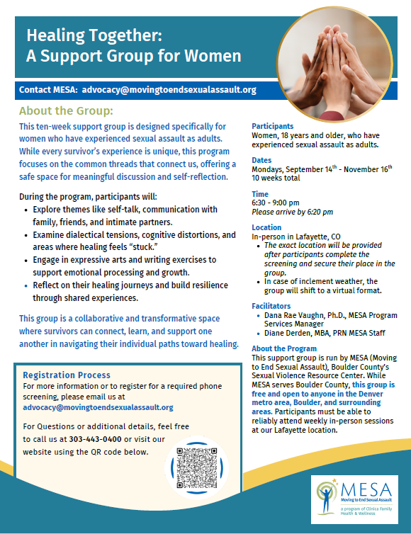 Sept-Nov 2026 MESA Support Group flyer